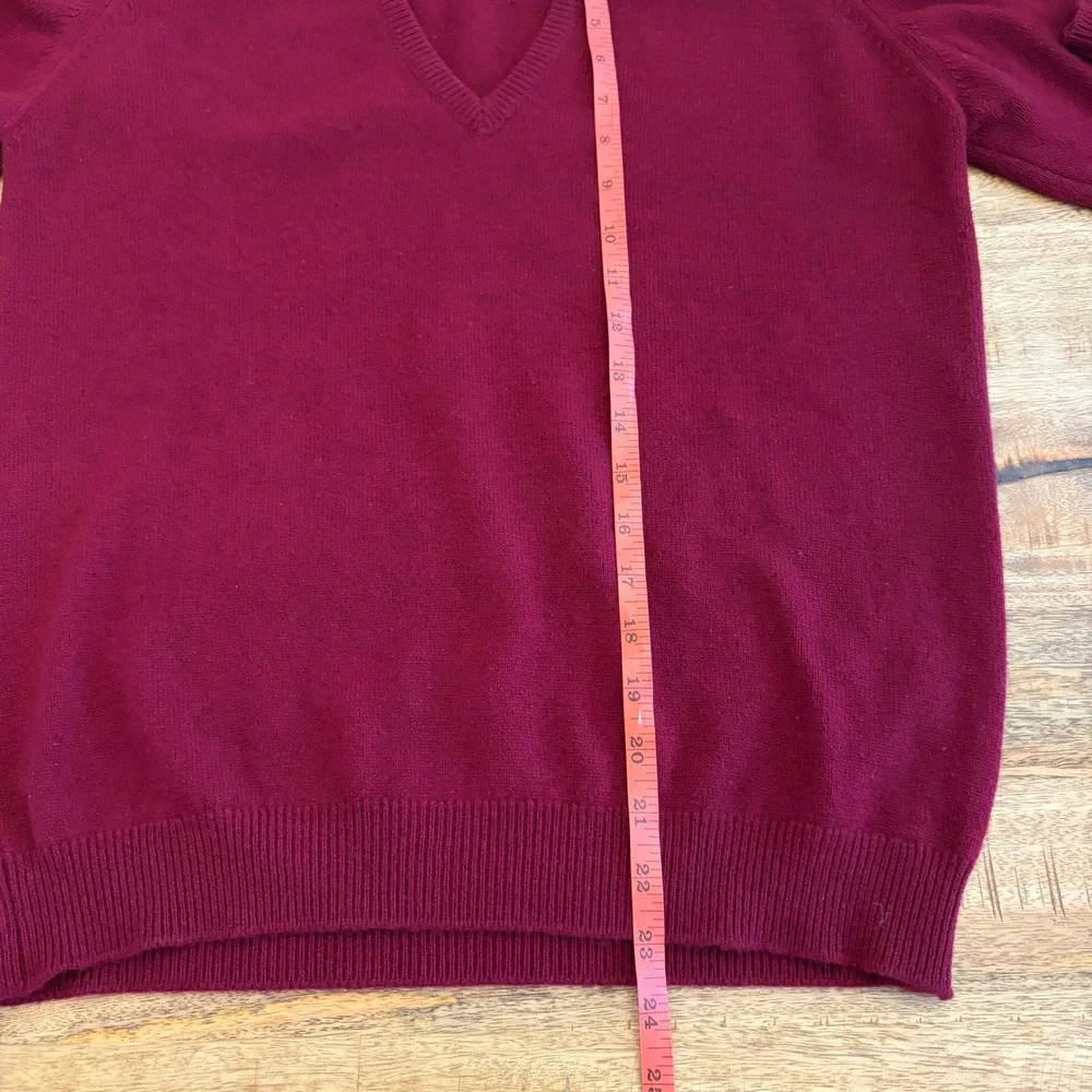 Westaway & Westaway 100% Cashmere Sweater Mens M V-Neck Made in Scotland Maroon - Picture 7 of 7